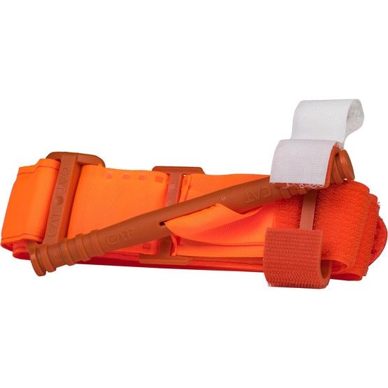 North American Combat Application Tourniquet in high visibility orange.